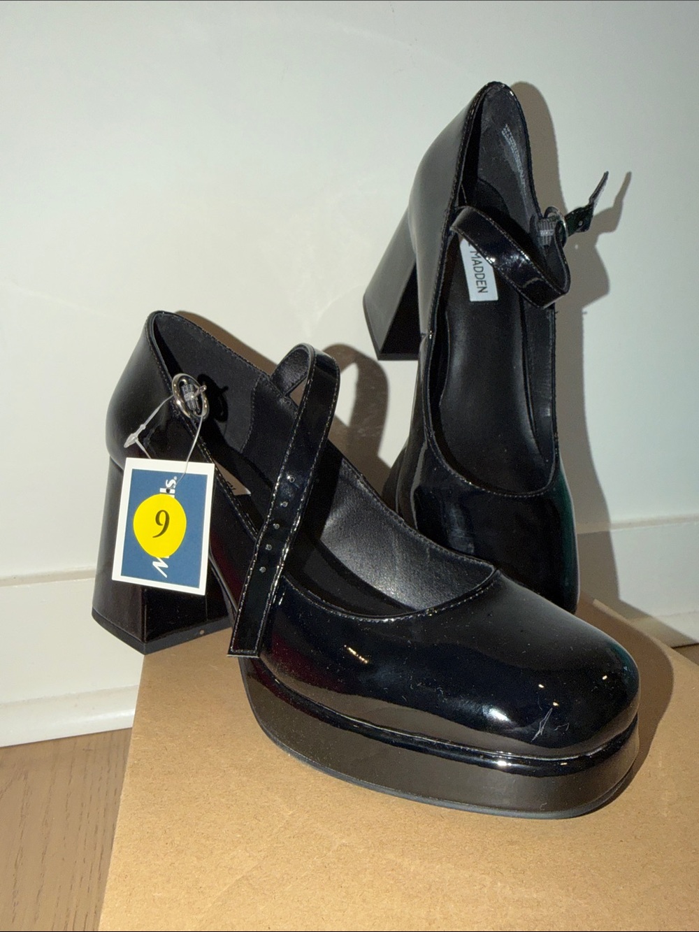 Steve Madden Black Patent Mary Jane Platform Heels